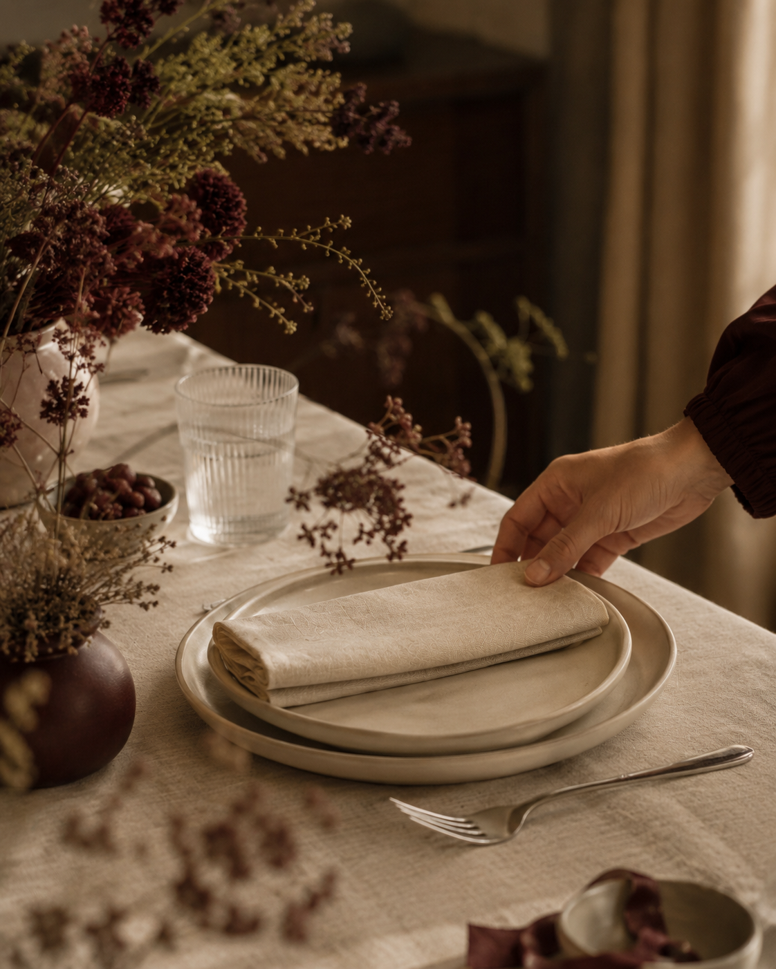 A thoughtful place setting prepared before guests arrive.