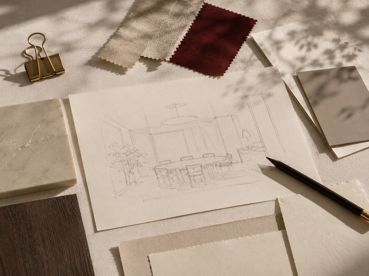 Creative direction materials and sketches.